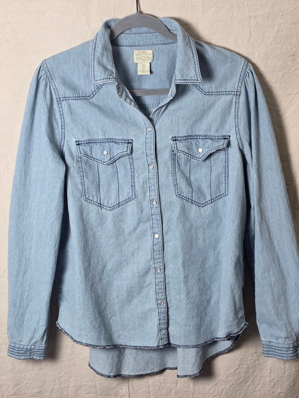 Classic Light Blue Denim Snap Front Shirt